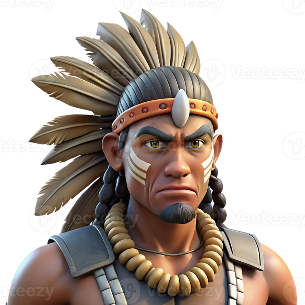 magnificent abstract A tribal warrior with intricate face paint and feathers in their hair, dramatic spotlighting from above, hyperrealistic photography style professional png
