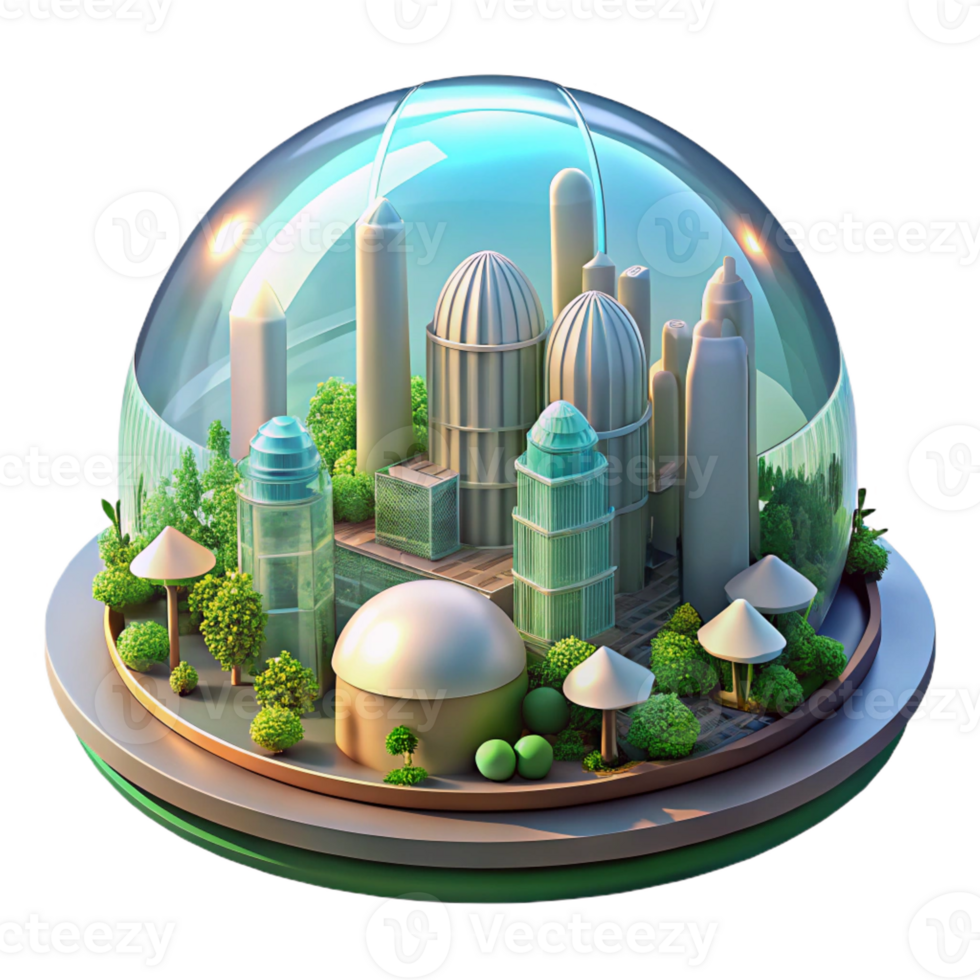 serene traditional A futuristic city built inside a giant dome, lush vegetation and advanced architecture, lit by a simulated sun high quality png