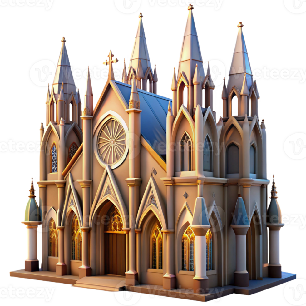 dramatic modern A medieval cathedral with soaring stained-glass windows, intricate carvings, soft sunlight, solemn and majestic genuine png