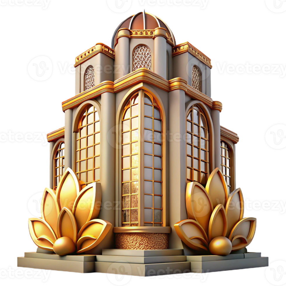 magnificent vintage Art Nouveau skyscraper, intricate floral facades, stained glass windows, golden hour lighting, highly detailed, Art Deco influences, premium png