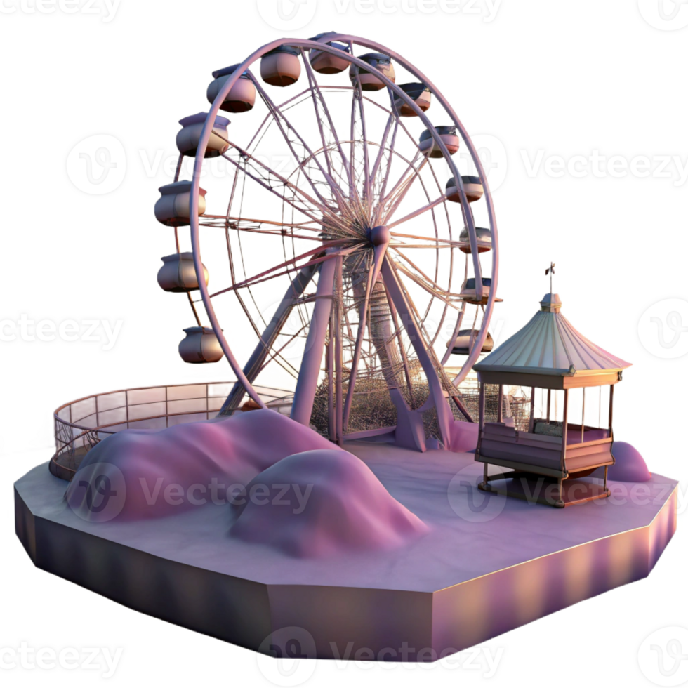 wonderful artistic An abandoned amusement park, Ferris wheel silhouetted against a twilight sky, eerie and melancholic exclusive png