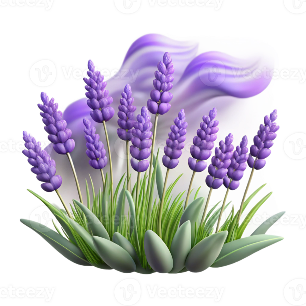 beautiful creative A field of lavender swaying in the wind, impressionist style, midday lighting original png