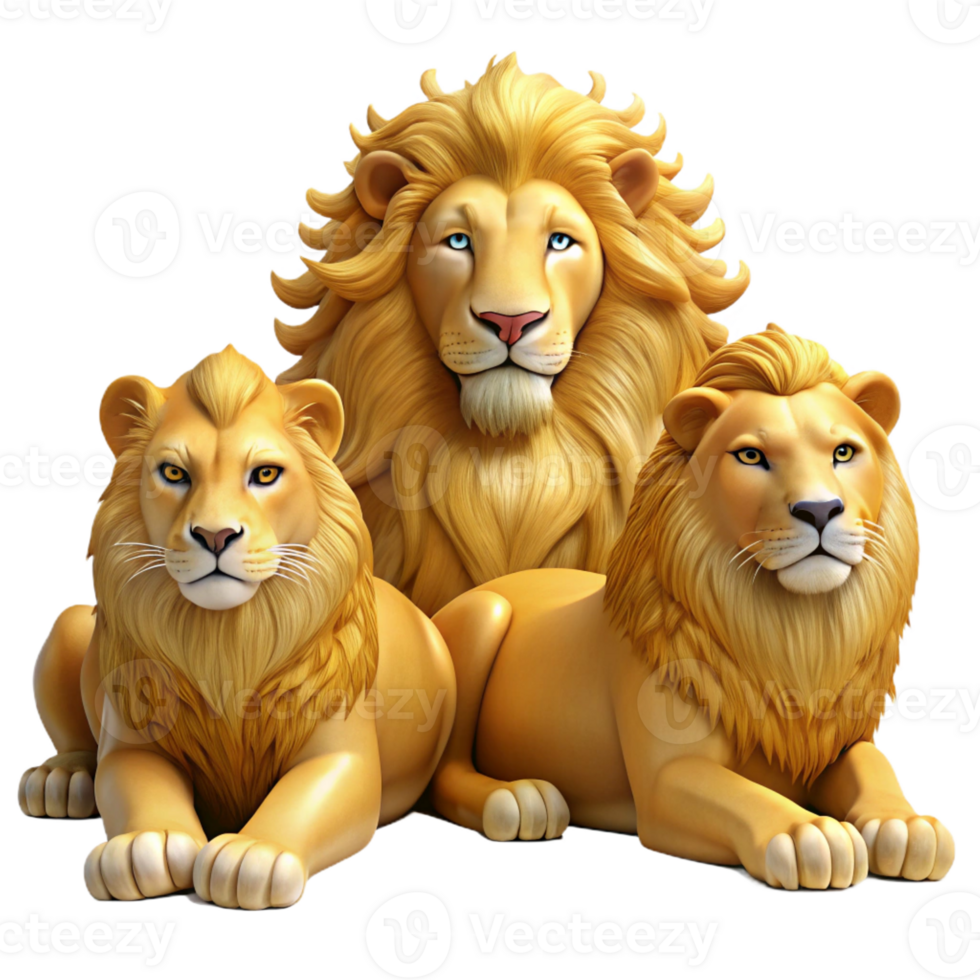dramatic creative A majestic lion pride resting in the shade, golden fur and regal poses, wildlife photography style exclusive png