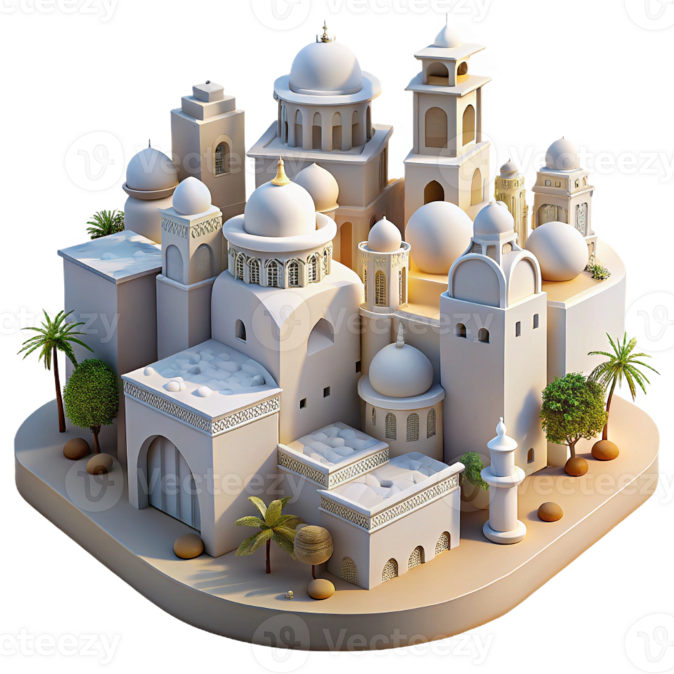 impressive vintage Desert oasis city, whitewashed buildings, intricate carvings, bright sunlight, Moorish architecture, authentic png