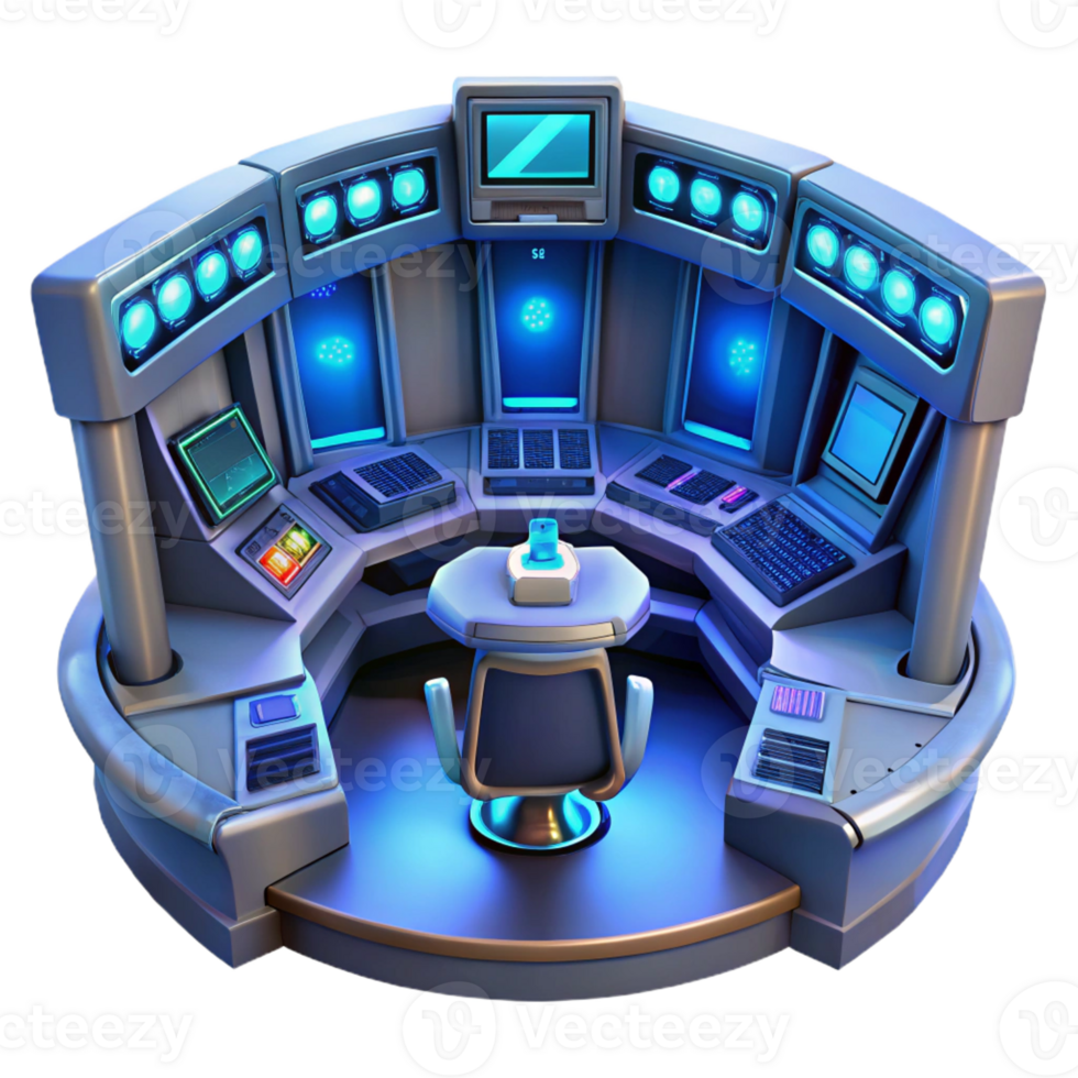 extraordinary traditional A futuristic spaceship interior with holographic displays and sleek control panels, dim blue lighting genuine png