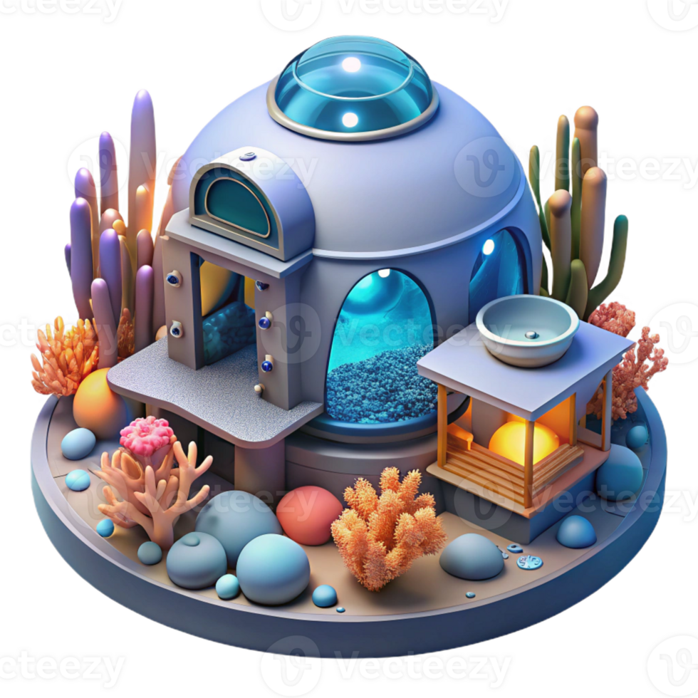 beautiful vintage An underwater research facility built into a coral reef, deep ocean lighting, futuristic, cinematic, original png