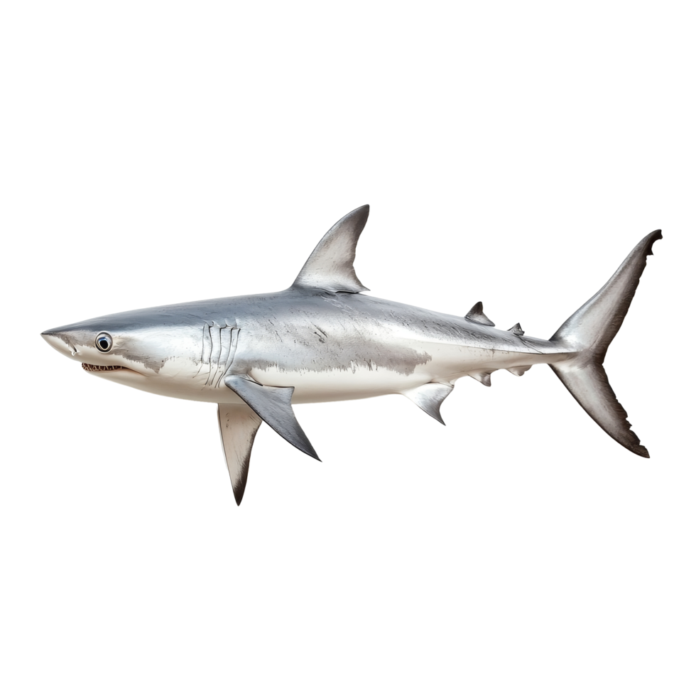 Porbeagle shark presented on a transparent background showcasing its sleek form and details, a porbeagle shark fish isolated on transparent background png