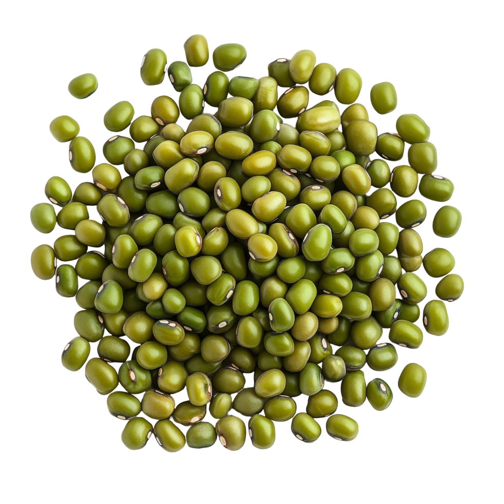 Fresh green mung beans isolated on a transparent background for healthy eating and cooking, Green mung beans isolated png