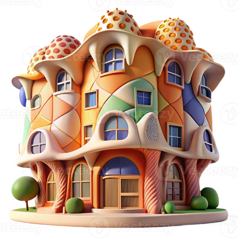 magnificent traditional A Gaudi-inspired apartment building, organic shapes and colorful mosaics, bright sunlight, whimsical and playful style original png