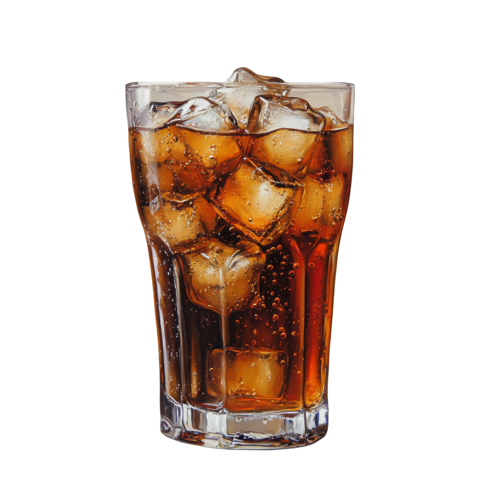Refreshing cola with ice in a glass against a calming backdrop, perfect for a hot day, cola with ice png