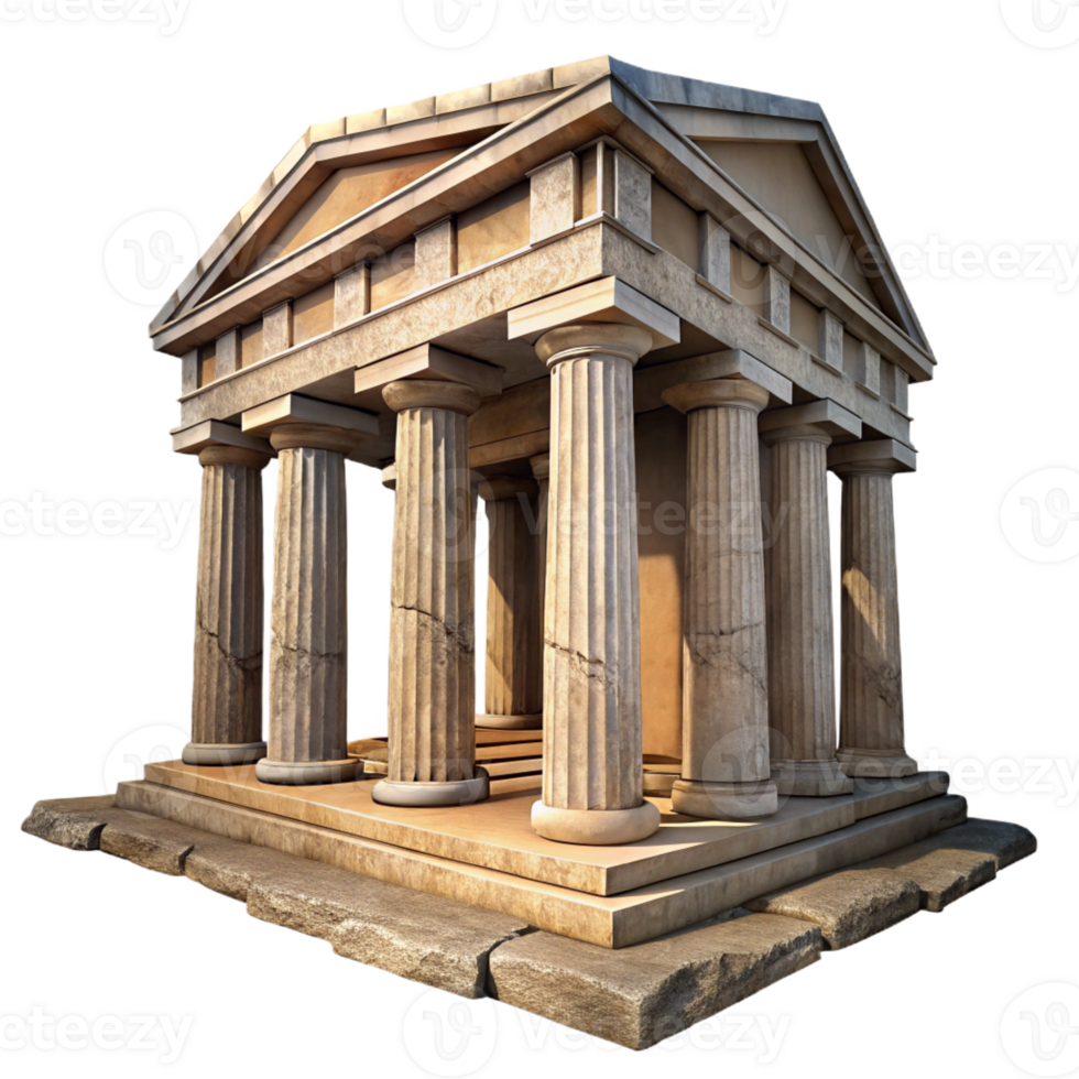 wonderful vintage An ancient Greek temple in ruins, harsh sunlight, weathered stone, historical, photorealistic, detailed png