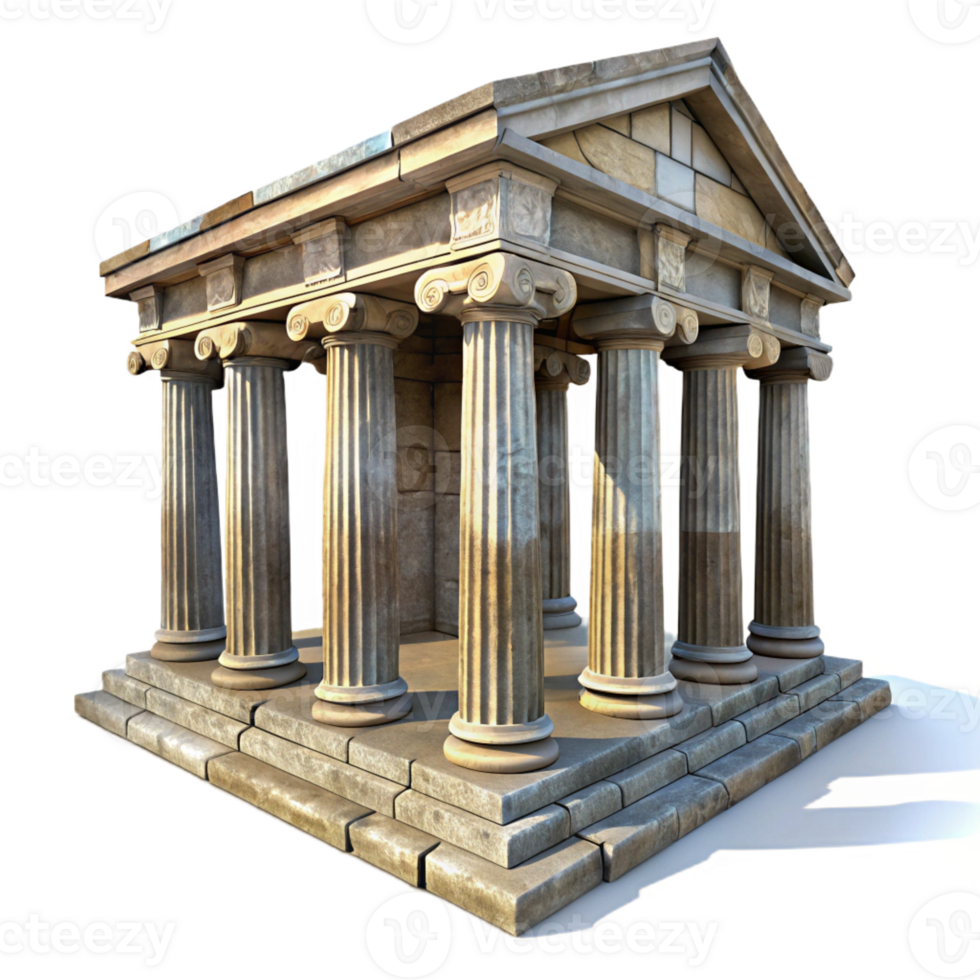 extraordinary rustic An ancient Greek temple in ruins, harsh sunlight, weathered stone, historical, photorealistic, exclusive png