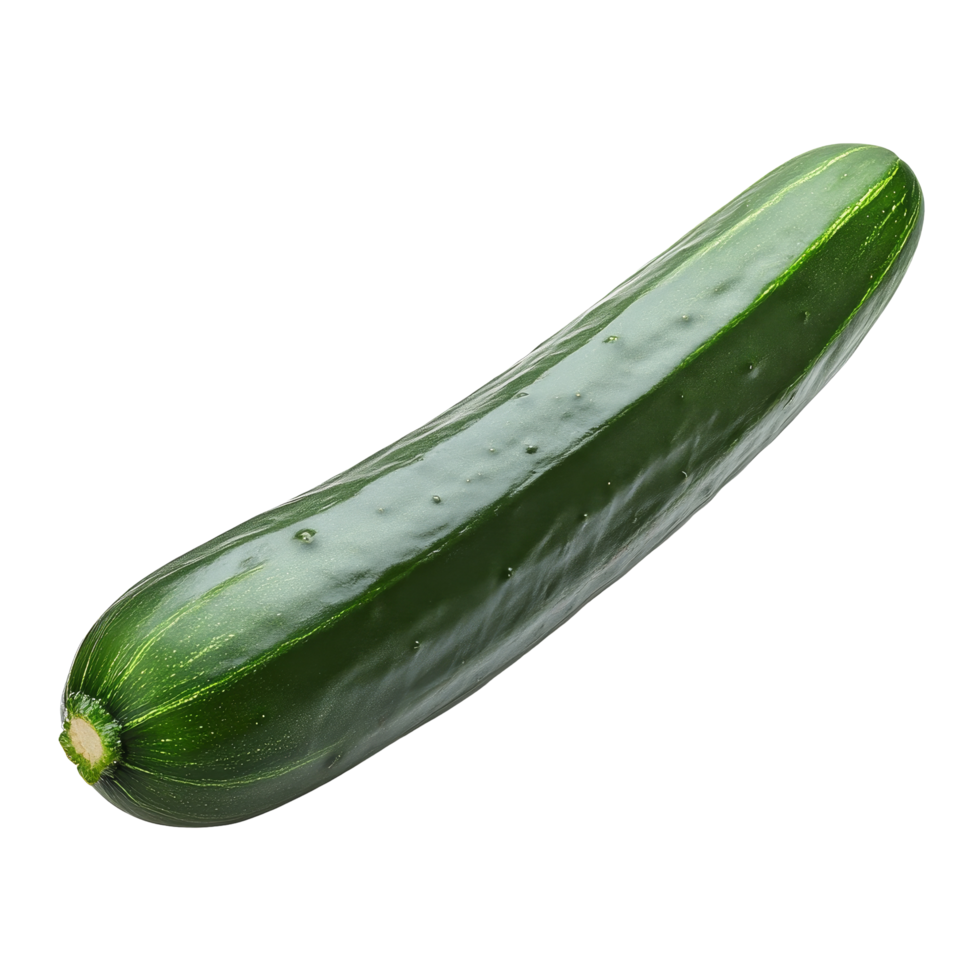 Fresh green cucumber on transparent, showcasing its smooth texture and vibrant colorideal for cooking or healthy recipes, cucumber isolated on transparent background png