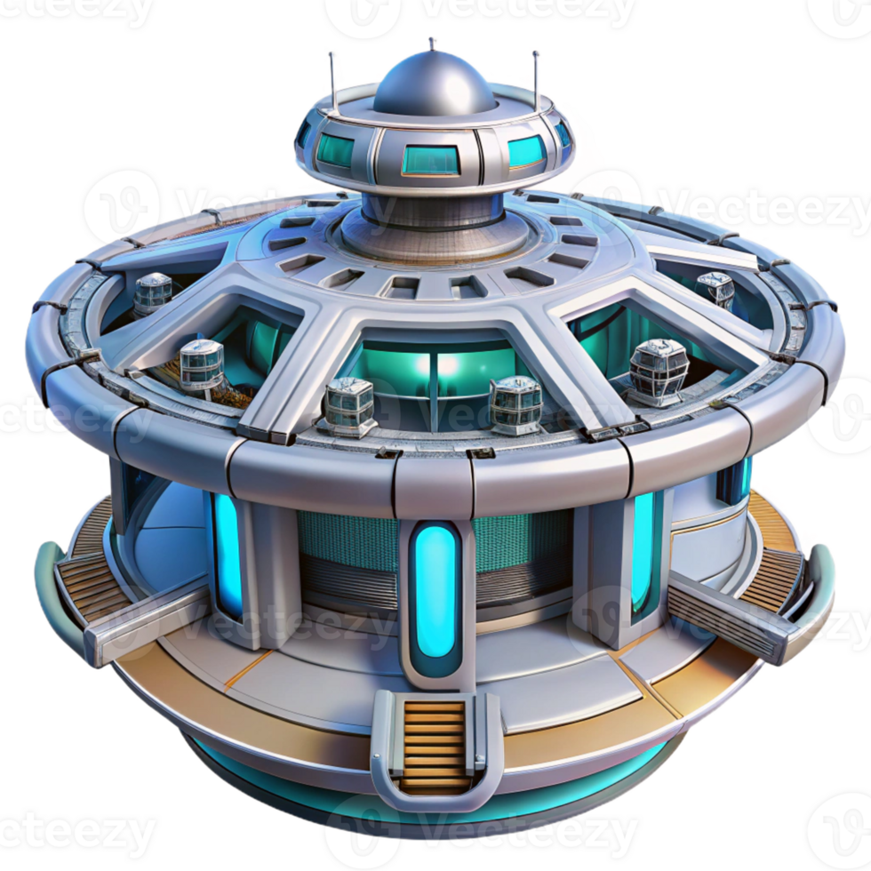 beautiful abstract A futuristic space station with rotating sections, bright artificial lighting, high-tech style, intricate details detailed png