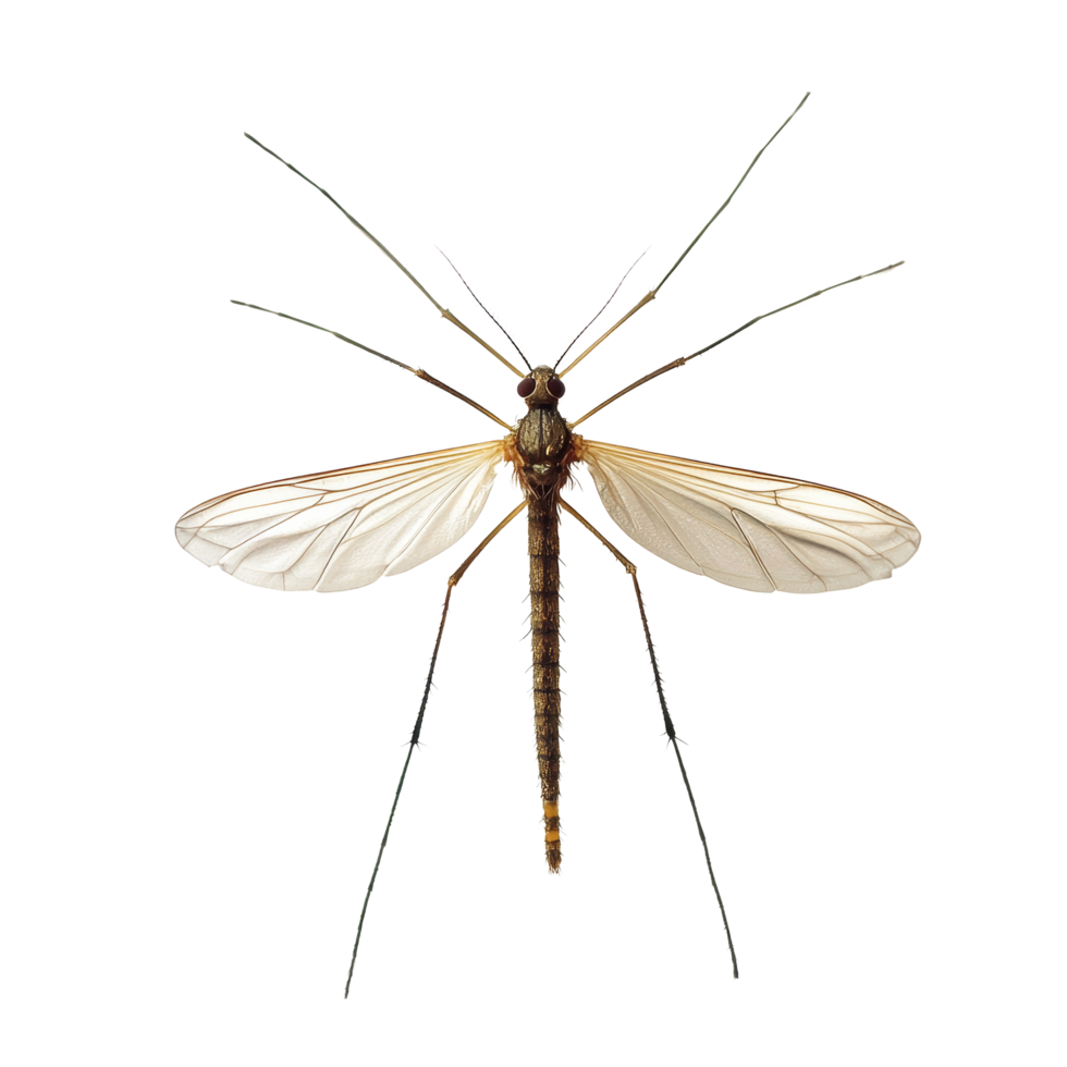 Detailed view of a mosquito specimen against a transparent background showcasing its distinct features and structure, mosquito colis on transparent backgroundfile png