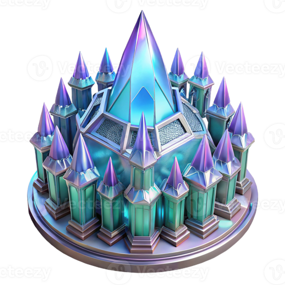 serene rustic Crystal palace, intricate facets, iridescent colors, magical light, fantasy setting, highly detailed, premium png