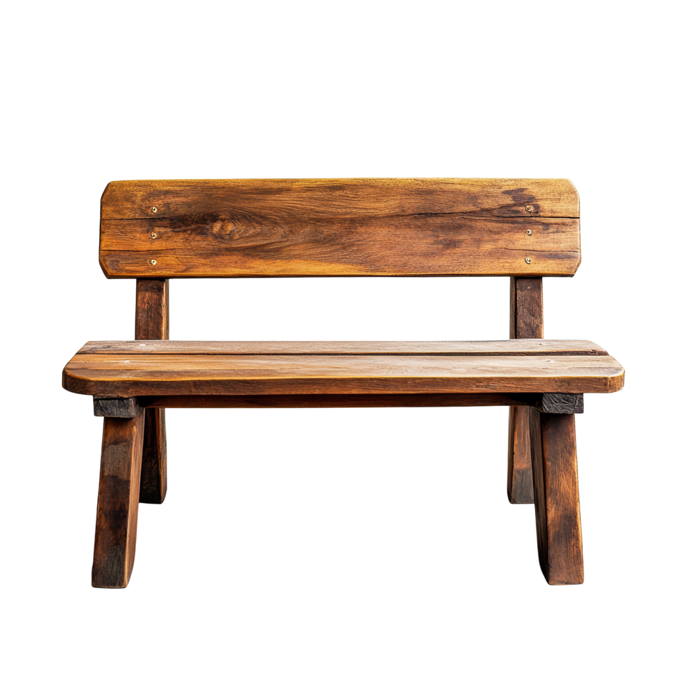 Elegant wooden bench on a clean transparent background ideal for cozy settings or outdoor spaces, Wooden Bench on transparent background png