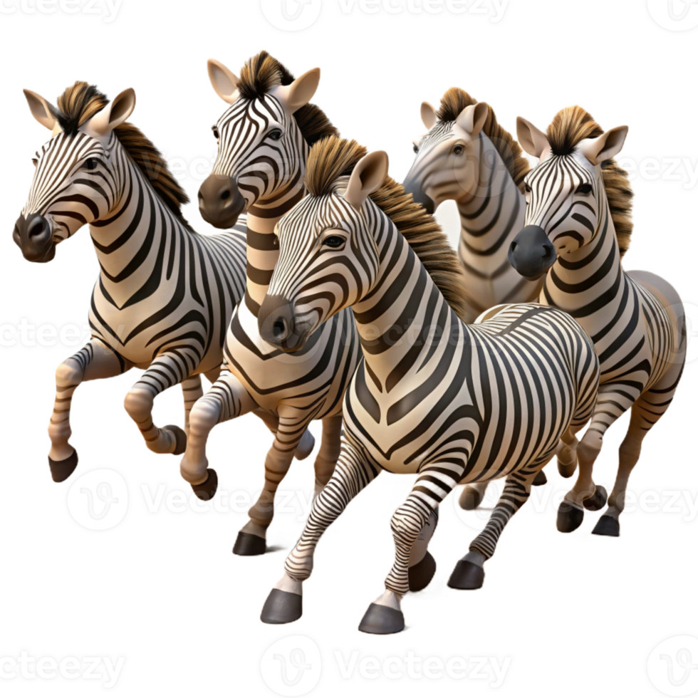 serene artistic A herd of zebras galloping across the savanna, dynamic pose, dusty setting, wildlife photography style genuine png