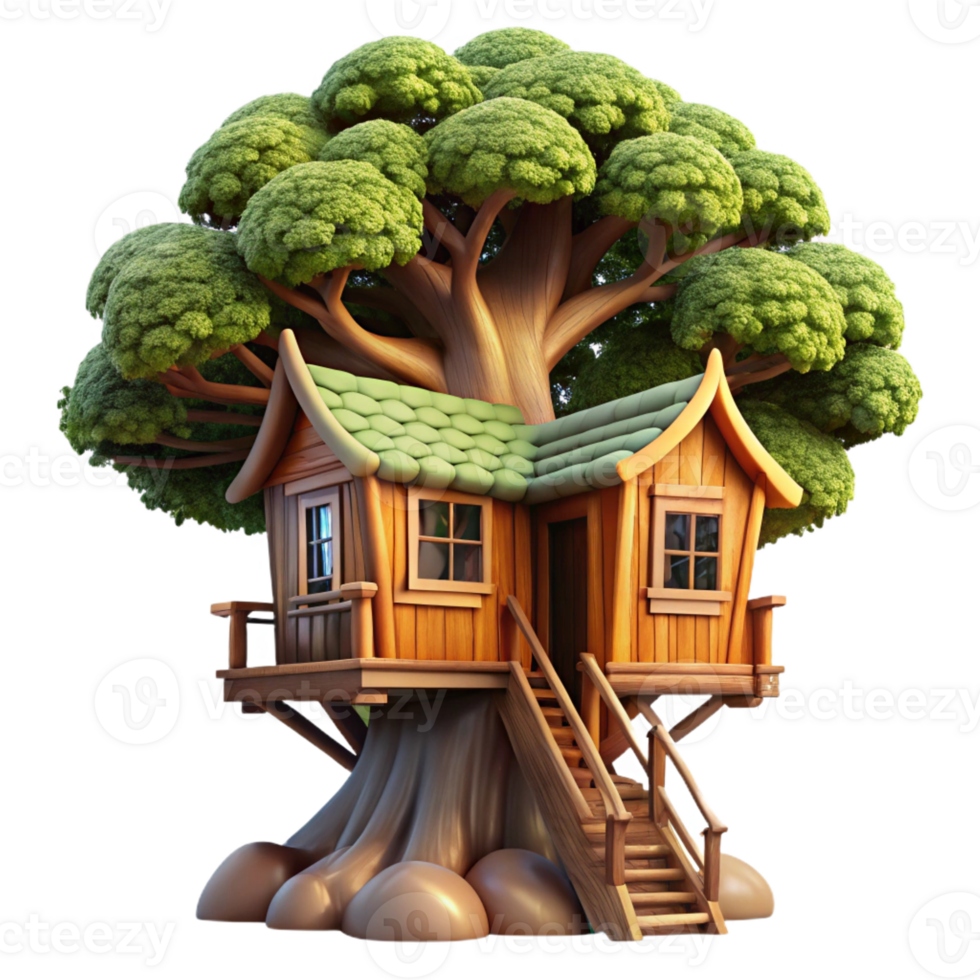 stunning modern A treehouse, built into a giant sequoia, rustic wood, dappled sunlight, magical, adventurous style genuine png