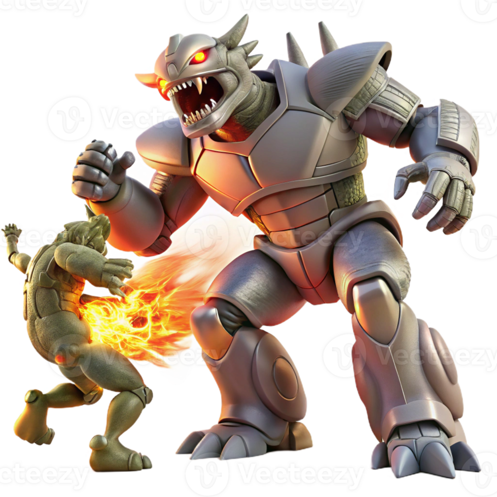 dramatic artistic A giant robot battling a colossal alien creature, explosive, fiery lighting, anime style exclusive png
