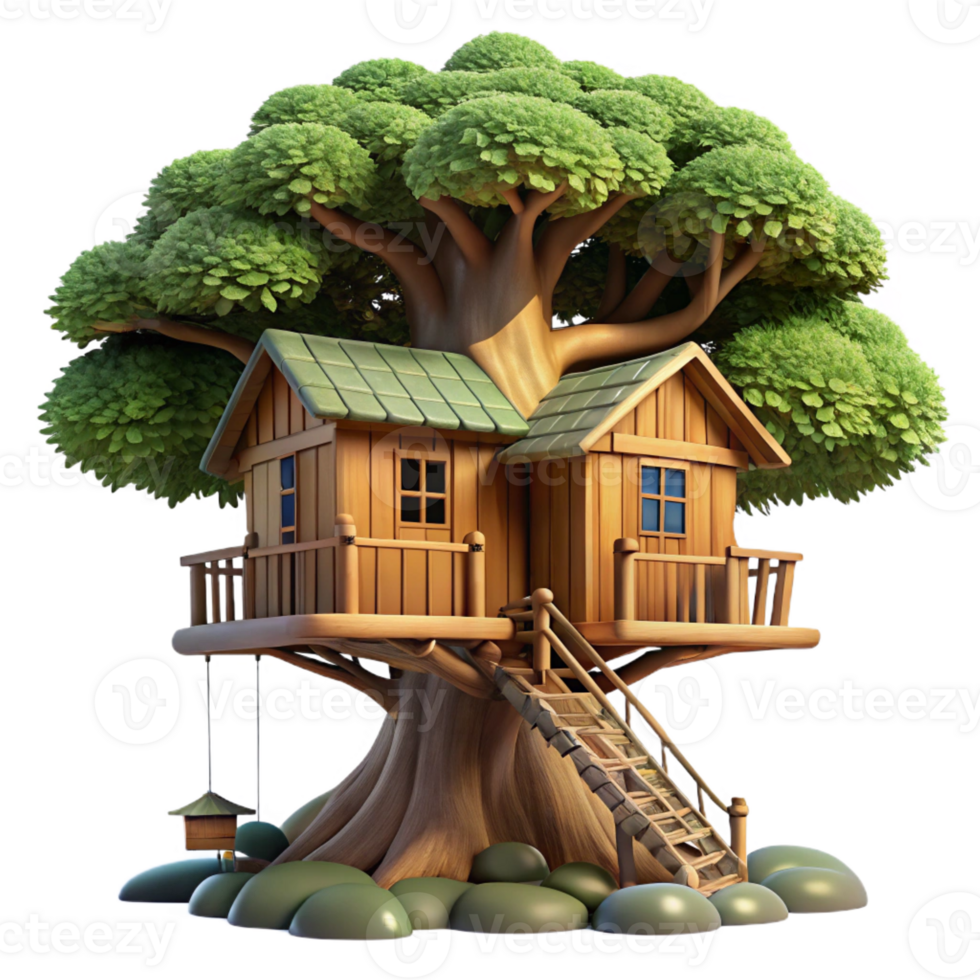 serene contemporary A treehouse, built into a giant sequoia, rustic wood, dappled sunlight, magical, adventurous style genuine png