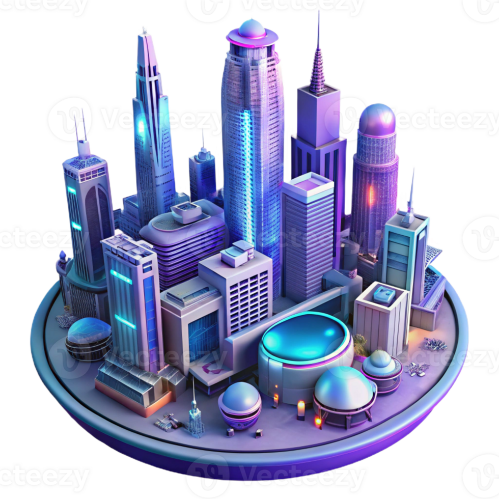 wonderful artistic Sci-fi megacity, towering skyscrapers, flying vehicles, neon lights, futuristic style, cinematic lighting, original png