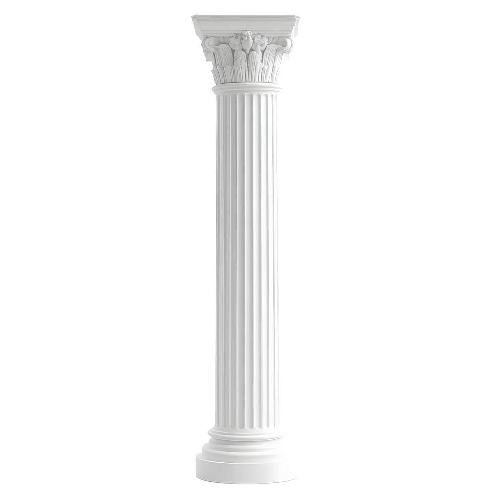 Elegant transparent render of a classical column isolated on a pure transparent background showcasing detailed craftsmanship, Render Column isolated on transparent background on transparent background png
