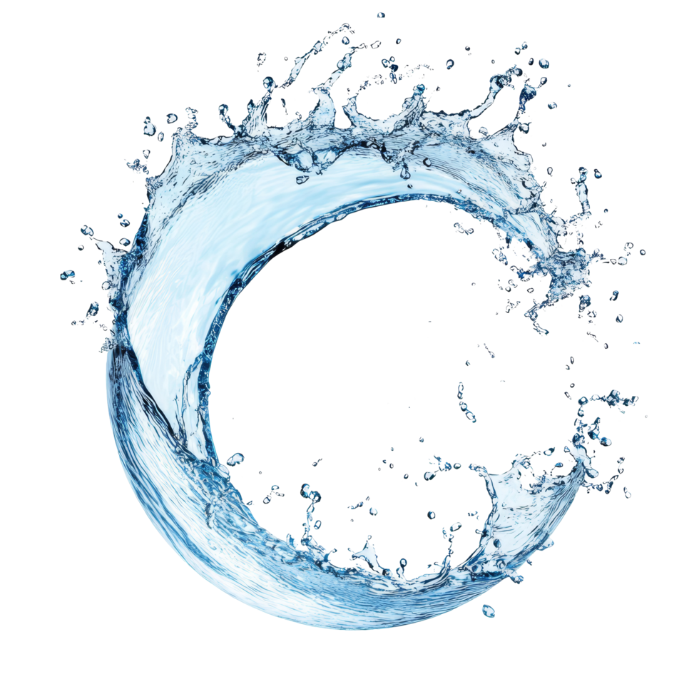 Curving water splash isolated against a clear transparent background highlighting the beauty of fluid motion in a hue, Curve water splash isolated png