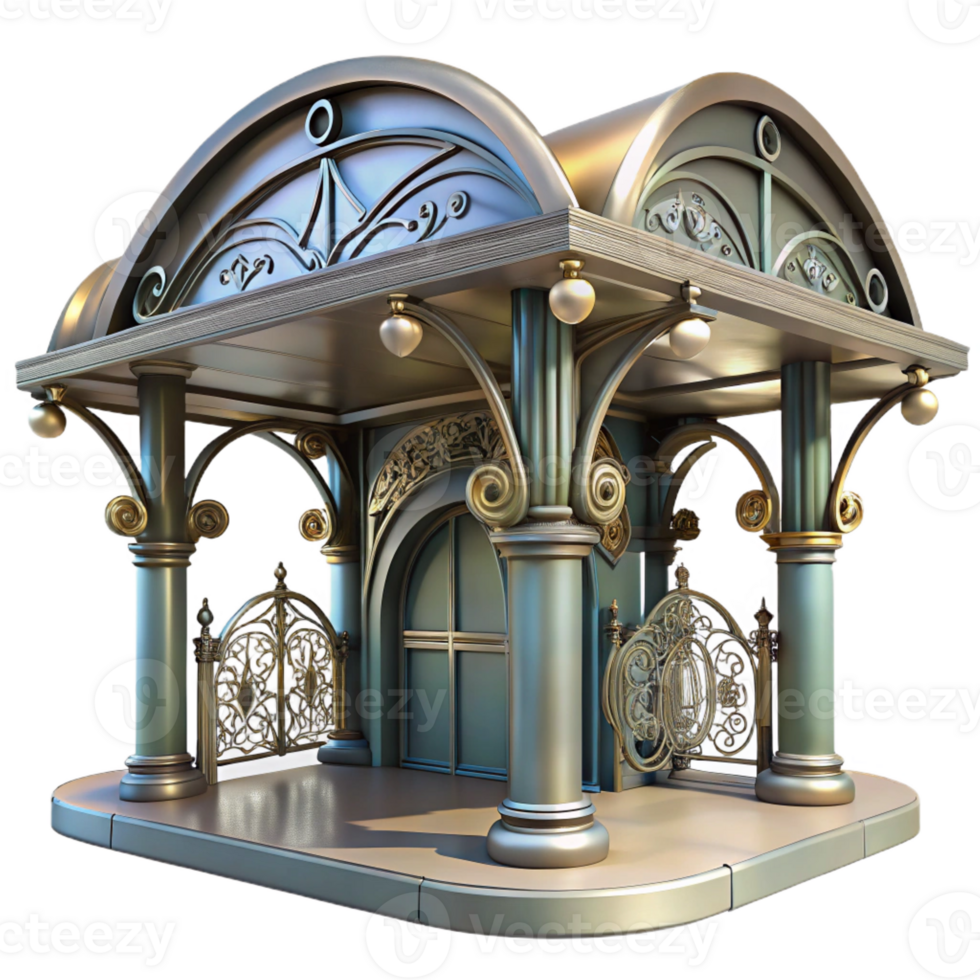 serene abstract An Art Nouveau metro station, intricate ironwork and floral motifs, soft diffuse lighting, elegant and ornate style genuine png