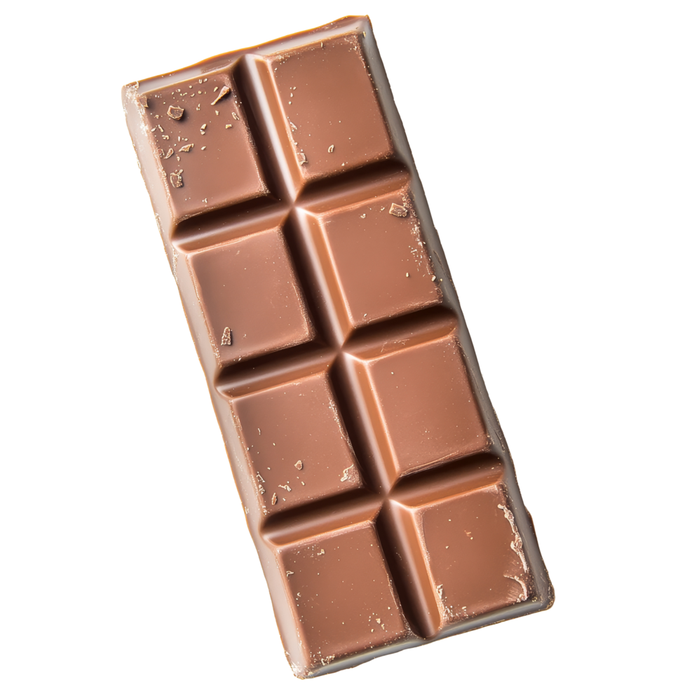 Delicious chocolate bar resting on a transparent background showcasing its smooth texture and enticing cocoa appearance, perfect for sweet cravings, Chocolate Bar on transparent background png