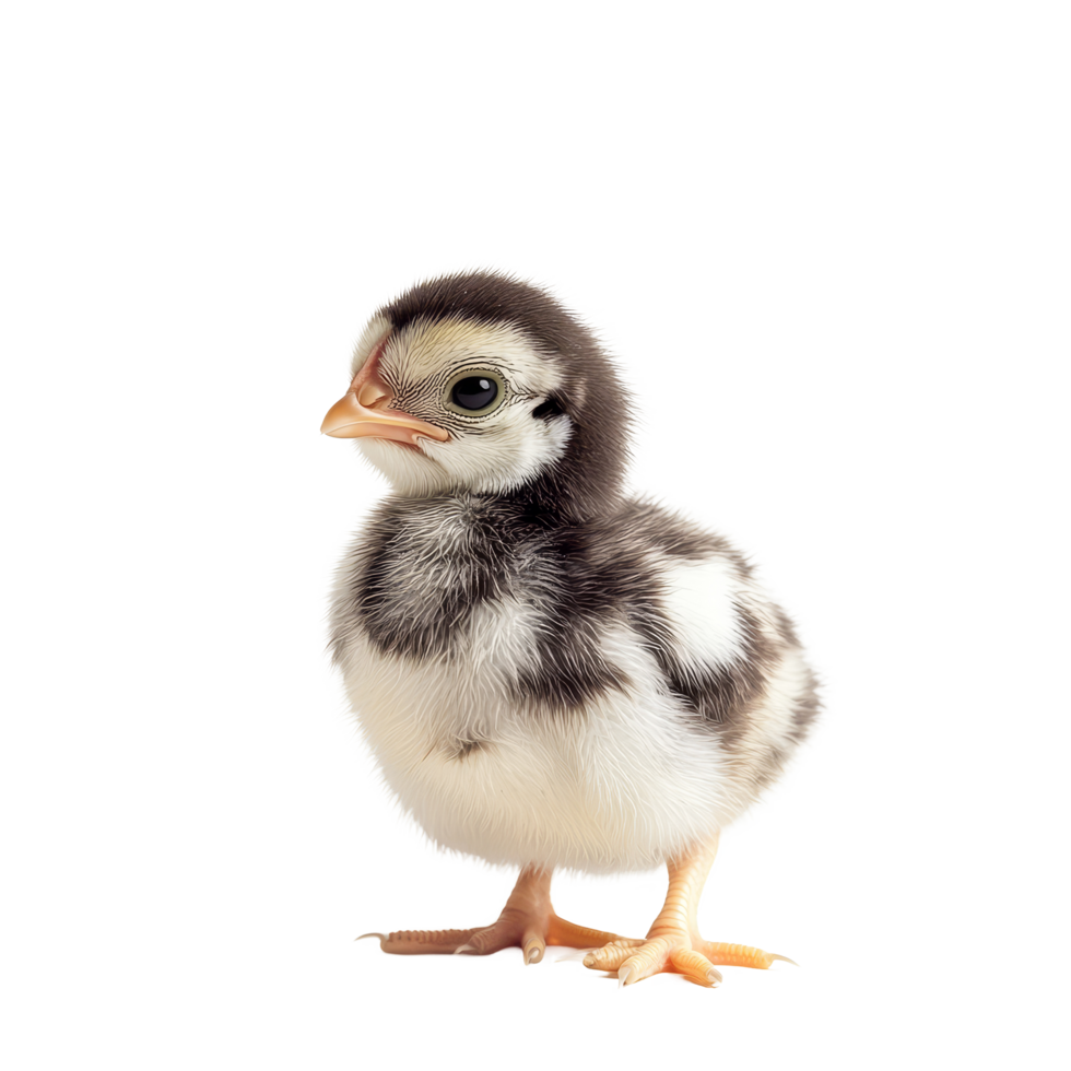 Cute baby chicken standing on a transparent background with fluffy feathers and bright eyes, Baby Chicken on transparent background png