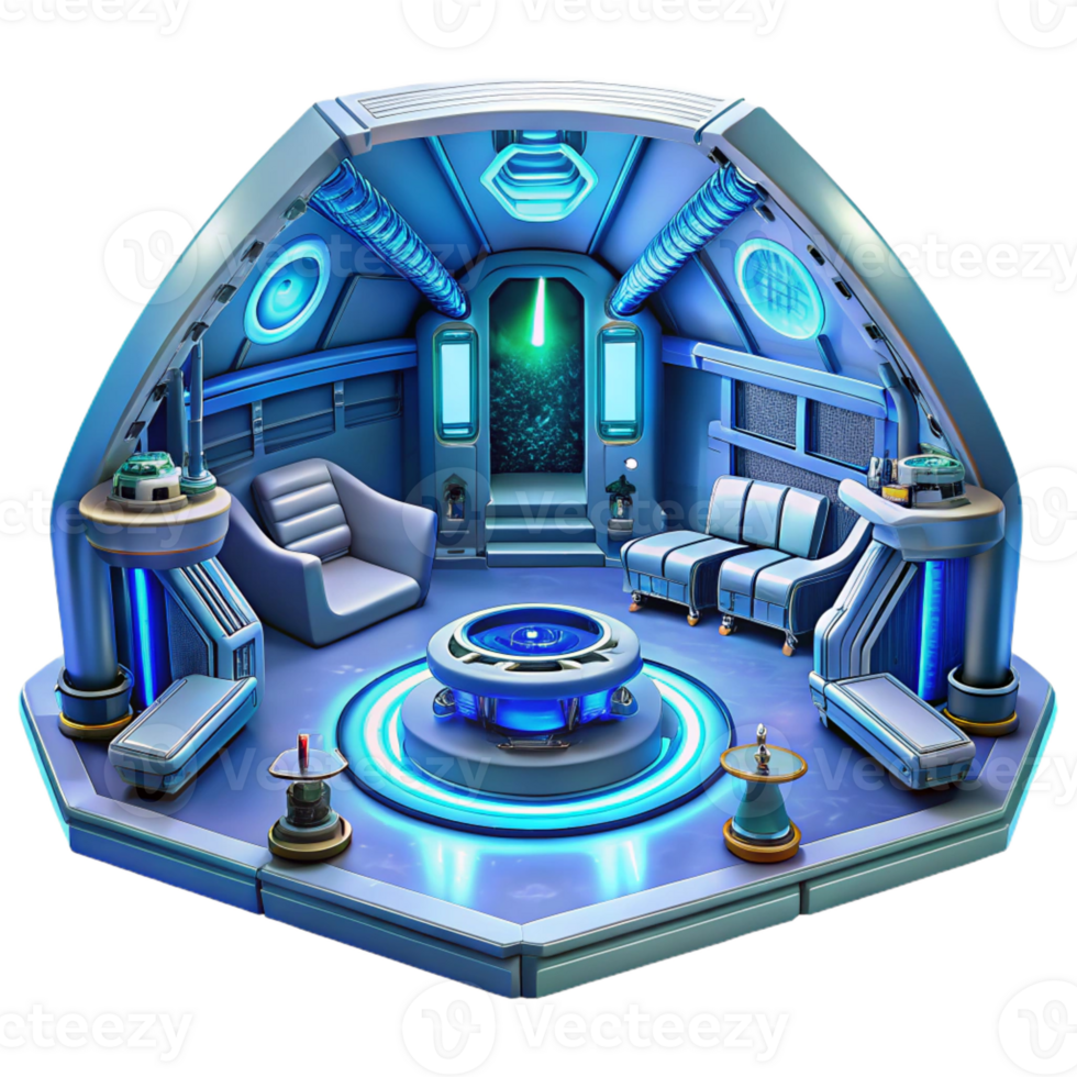 extraordinary traditional A spaceship interior with holographic displays and futuristic technology, cool blue light, sci-fi style, highly detailed, detailed png