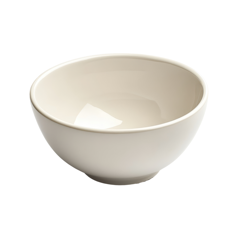 An empty ceramic bowl isolated on a bright transparent background highlighting its smooth texture and design features, empty bowl isolated on transparent background png