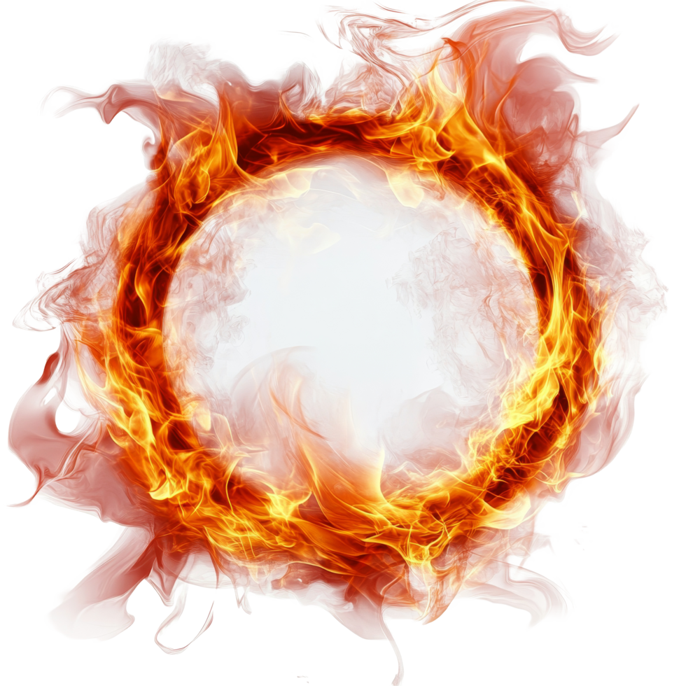 Realistic round fire flame with a transparent background, creating a captivating visual effect, Realistic round fire flame transparent background. Round fire flame transparent background png