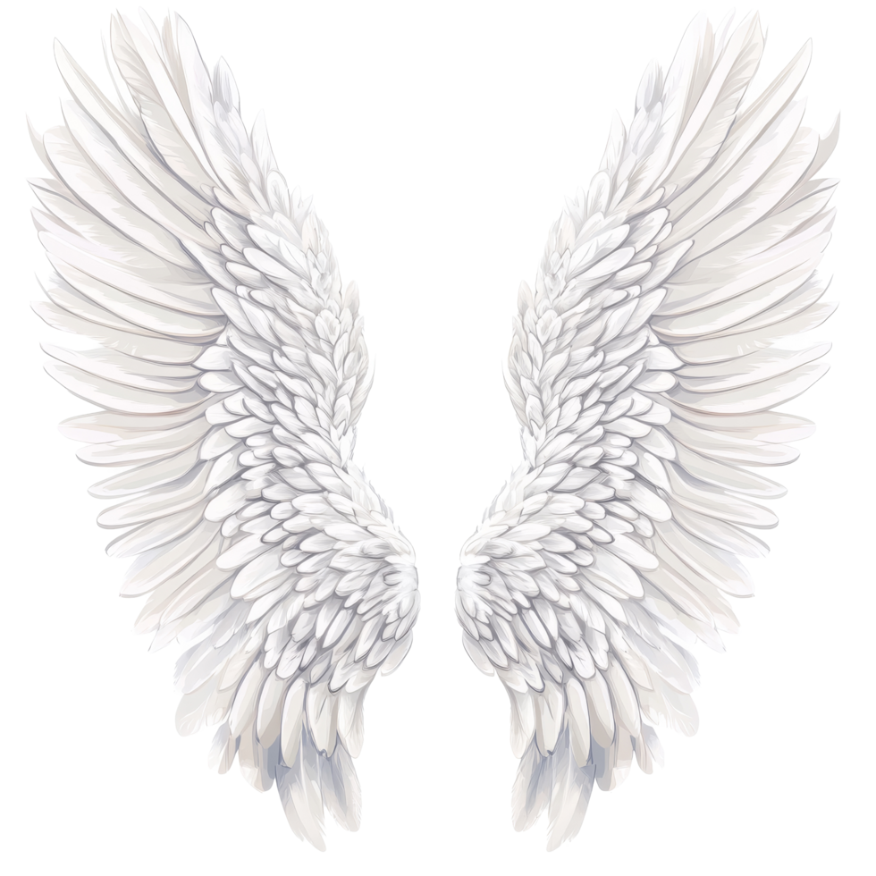 Elegant transparent angel wings illustration on a clean transparent background showcasing intricate details, Angel Wings transparent backgroundIllustration png