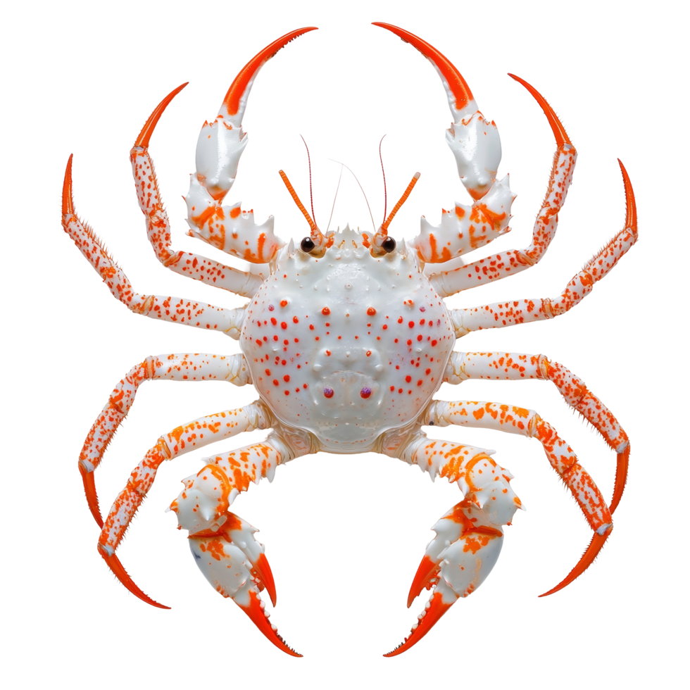 Brightly colored sea crab on a clean transparent background displaying its vibrant features and unique natural design, Sea crab on transparent background png
