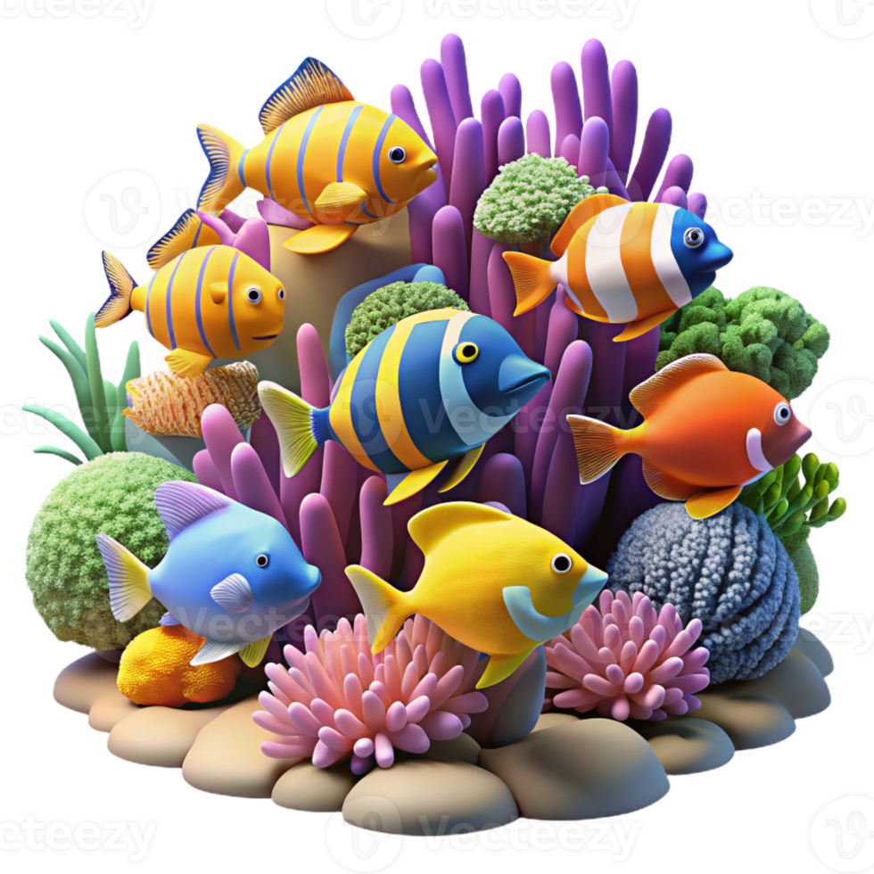 beautiful contemporary A school of tropical fish swimming amongst coral reefs, vibrant colors and intricate patterns, underwater photography style 4K png