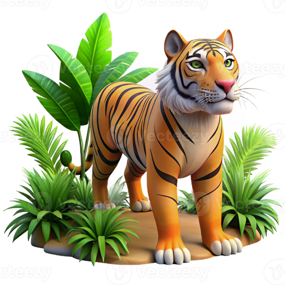 elegant minimalist A majestic tiger prowling through the jungle, dappled lighting, realistic style, detailed png