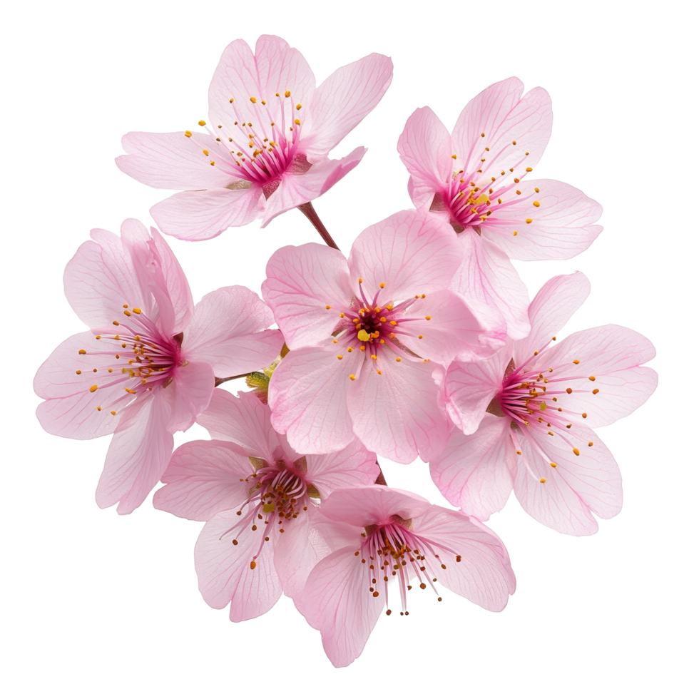 Delicate pink cherry blossoms isolated on a pristine transparent background showcasing their natural beauty during springtime, of pink flower sakura, cherry, isolated on transparent background png