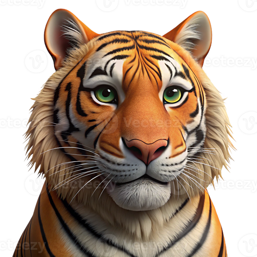 impressive rustic A close-up portrait of a Bengal tiger, intense gaze and detailed fur, photorealistic style 4K png