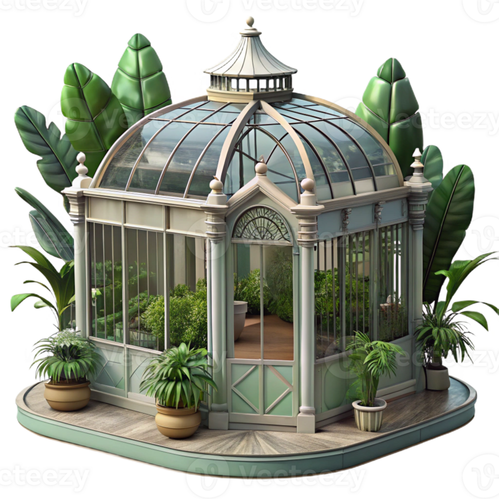 impressive minimalist An intricate, Victorian greenhouse filled with exotic plants, soft diffused light, lush, detailed textures, high quality png