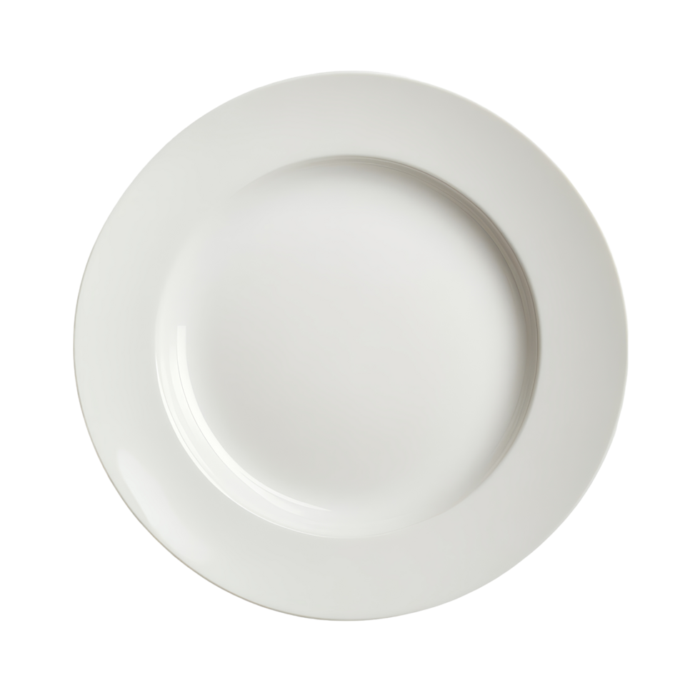 A clean transparent plate on a bright background, ideal for showcasing culinary art or minimalist dining, transparent empty plate on transparent background png