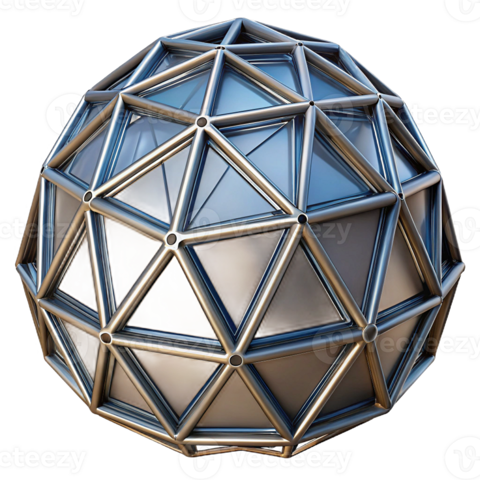 stunning modern A geodesic dome, intricate triangular framework, futuristic, innovative style authentic png