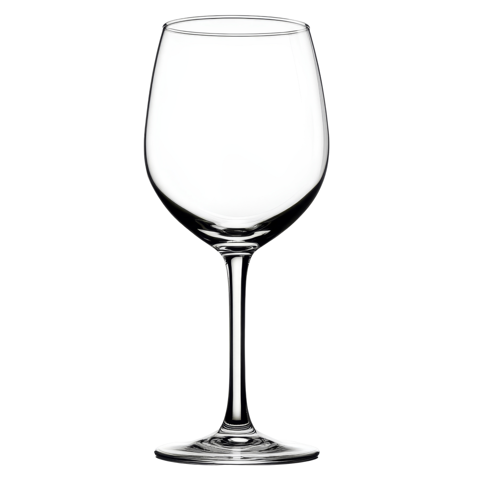 Elegant empty wine glass isolated on a transparent background for creative design projects or event planning, Empty wine glass. isolated on transparent background png
