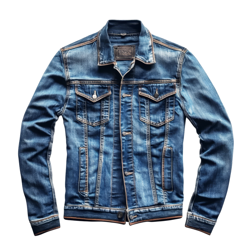Slimfit jean jacket displayed on a transparent background, ideal for casual and trendy outfits in various seasons, Jean Jacket slim fit isolated on transparent background png