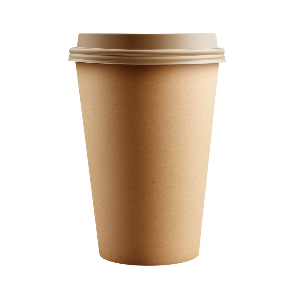 A brown paper cup for coffee, perfect for takeout, isolated on a transparent background for a clean presentation, paper cup for coffee isolated on transparent background png