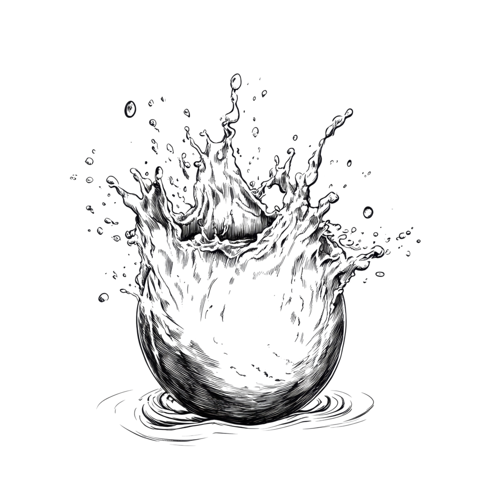 Water splash flowing from a hemisphere shape with dynamic motion and energy captured in a water effect setting, Water splash flowing out from hemisphere shape png