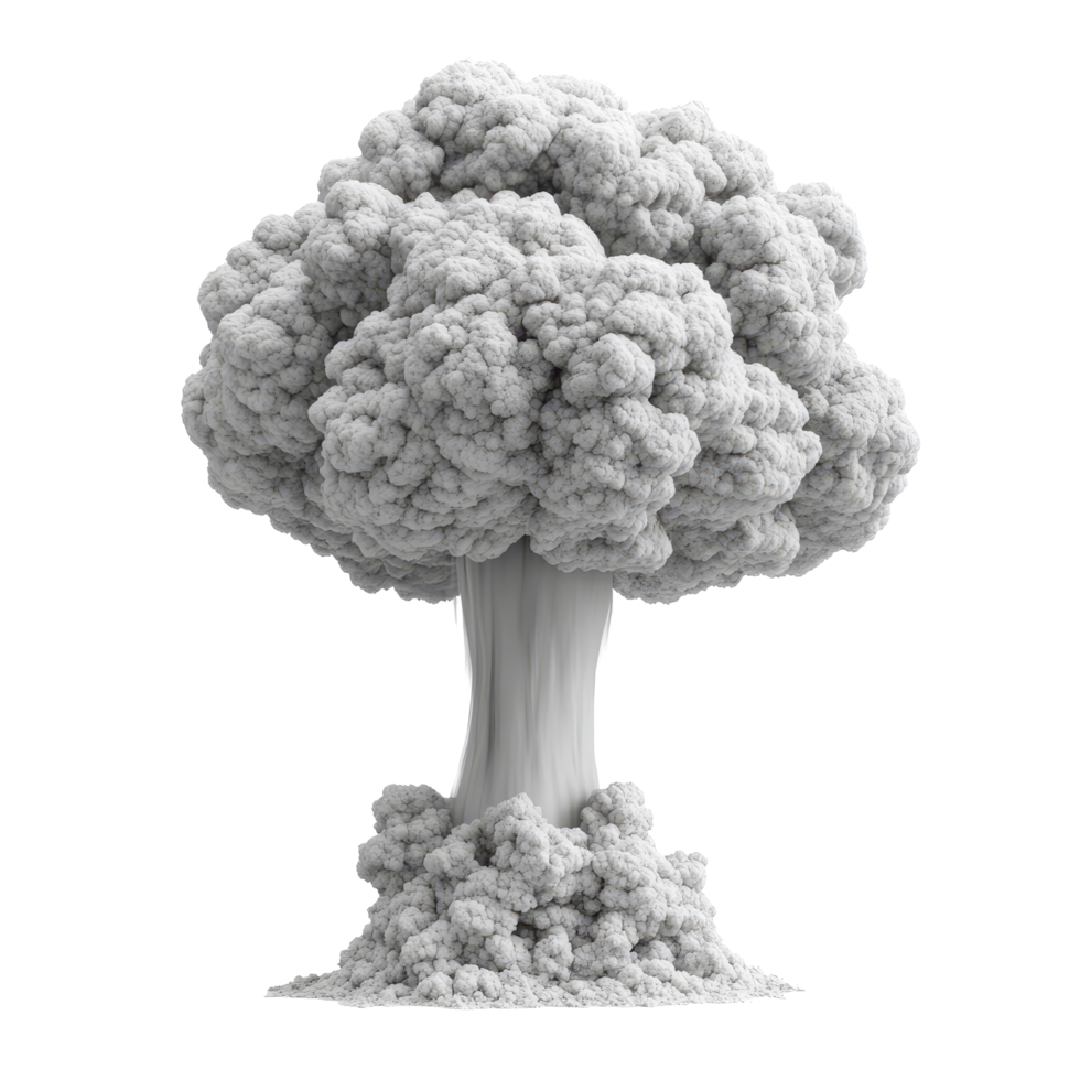 Nuclear detonation creates a massive mushroom cloud illustrating atomic explosion effects, Nuclear Detonation Mushroom Cloud Symbolizing Atomic Explosion Isolated on transparent Background png