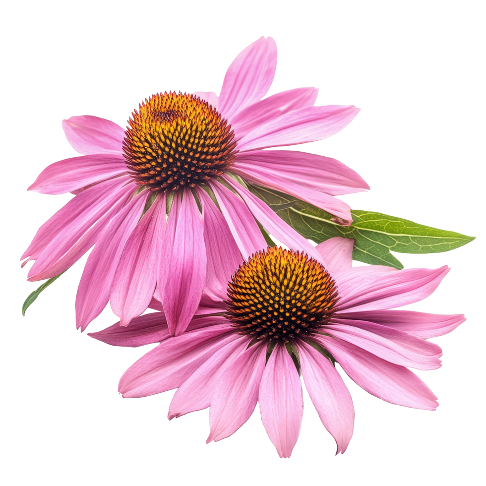 Bright coneflower blooms showcasing vibrant pink petals against a clean transparent background, highlighting natural beauty and floral charm, coneflower flowers isolated on transparent background png