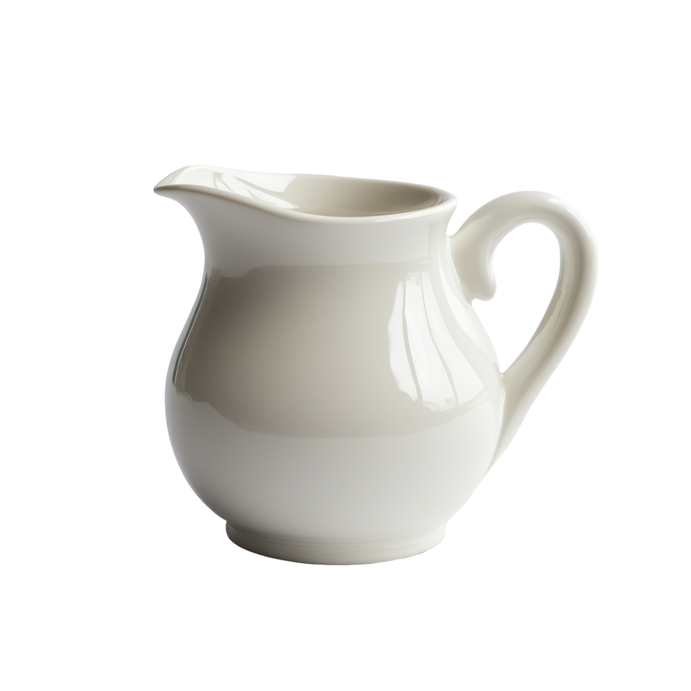 Elegant transparent milk jug isolated against a soft backdrop, ideal for kitchen decor or serving cream at breakfast, Milk or cream jug isolated png